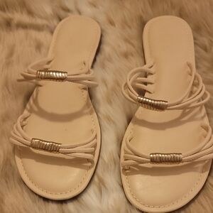 NWT Universal Thread Cream Sandals with Gold Details